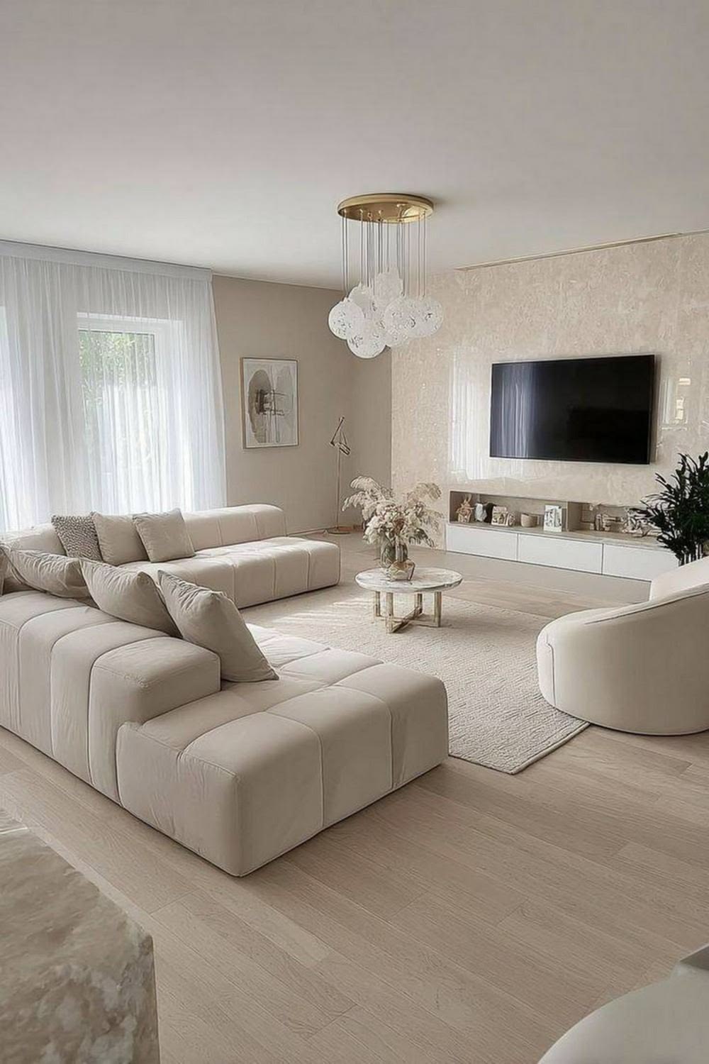Modern Living Room Suite featuring Custom L-Sectional Sofa & Accent Armchairs #2